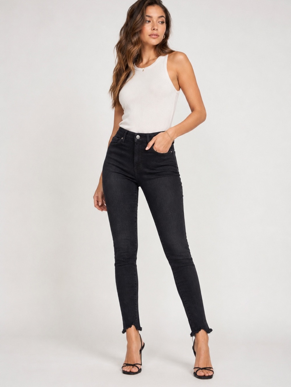 Frame High-Rise Black Skinny Jeans for Women